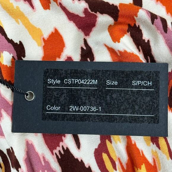 NWT Cable & Gauge Orange Geometric Print Open Sleeve Blouse Womens Size Small S - Picture 9 of 12